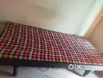 Single Wooden Bed with Cotton Matress.
