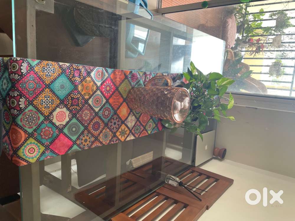 Wooden with glass table