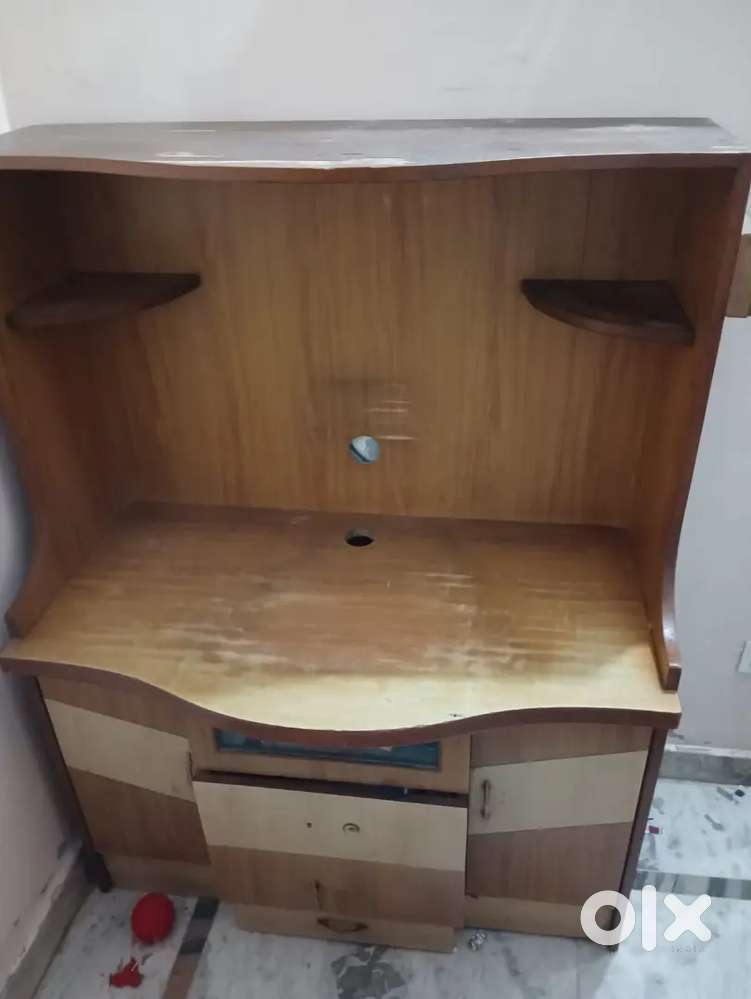 Wooden TV / Computer Table with Storage Cabinets