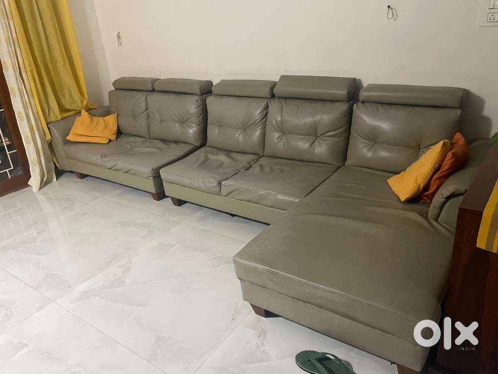 L shaped 5 seater sofa made of faux leather