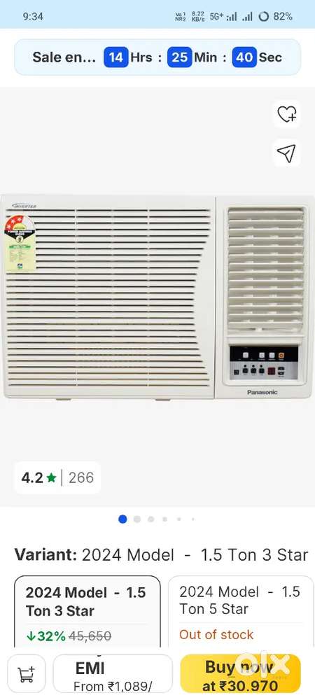 Panasonic 1.5  window AC