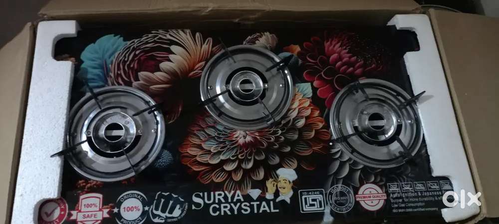 Surya crystal gas chulha 3 burner new fresh condition...