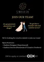Fashion designer for ladies boutique - experienced or freshers