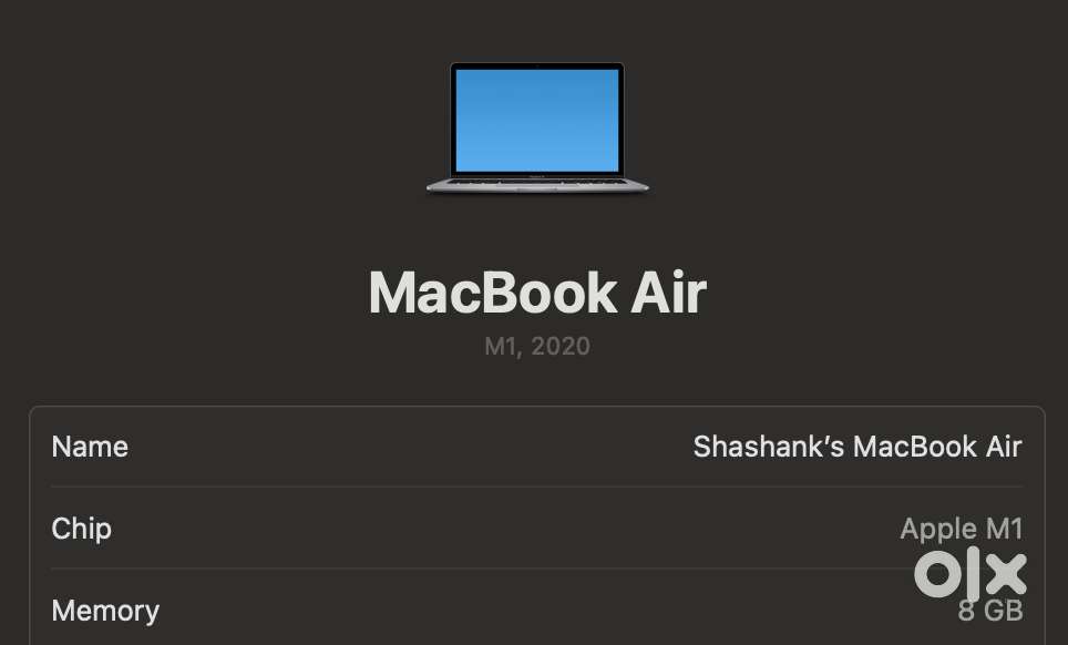 MacBook air  mint condition  M1  8 GB  256 GB