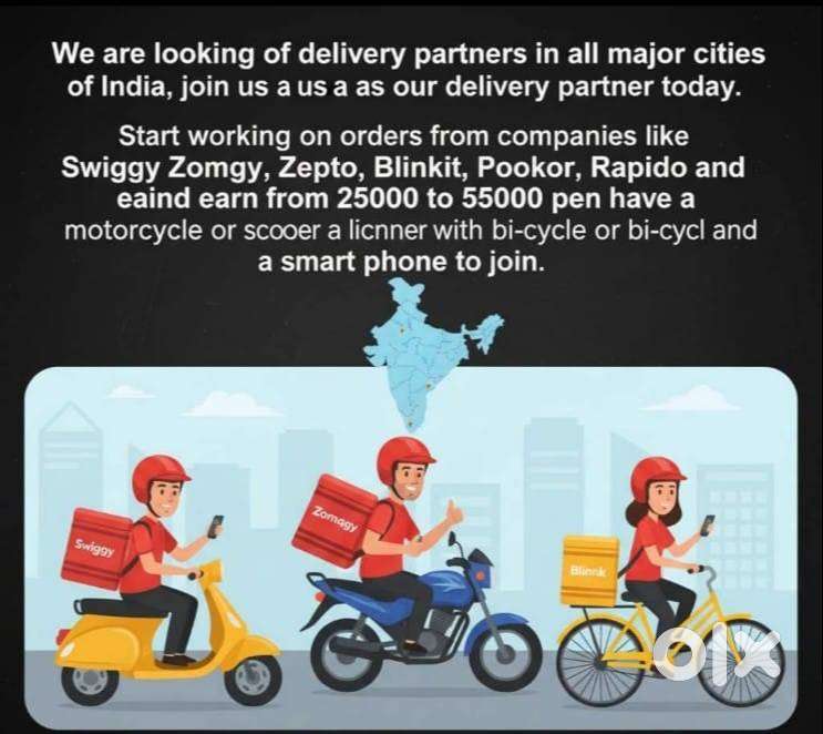 Delivery Boys Required Across all cities of India.