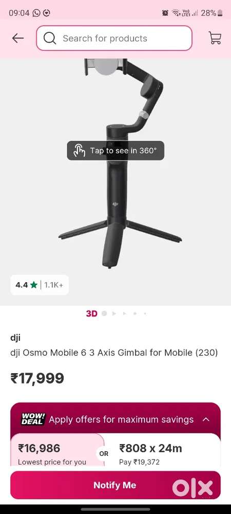 Dji osmo mobile 6  3 axis gimbal for mobile