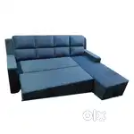 Blue L shape sofa cum bed in Aliyar Tanveer furniture