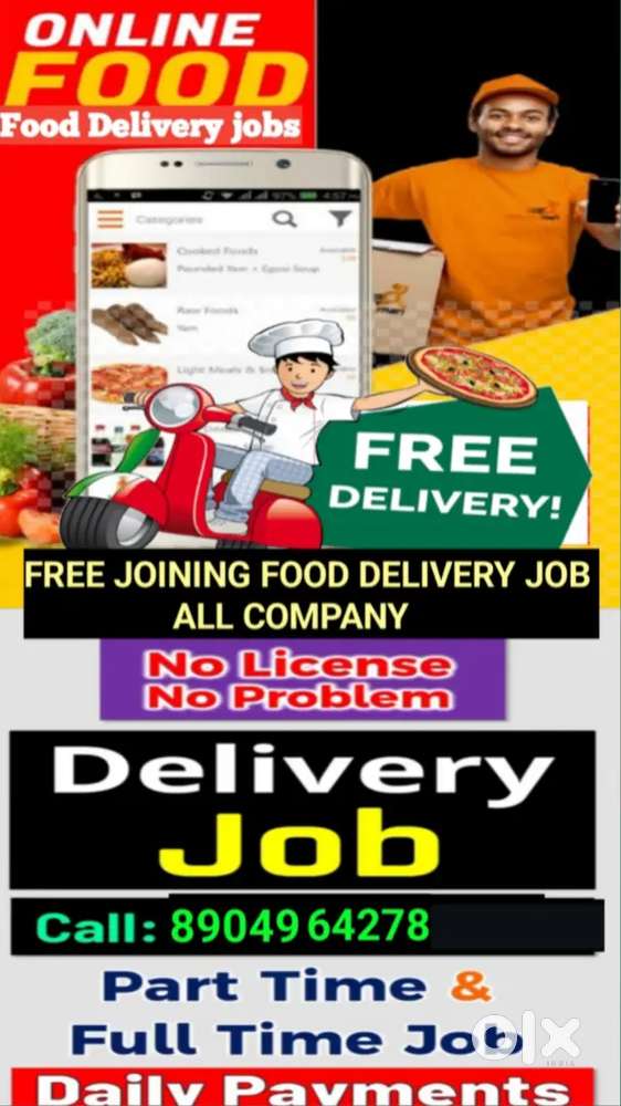 FREE JOINING 100 Delivery boys  Food Delivery jobs