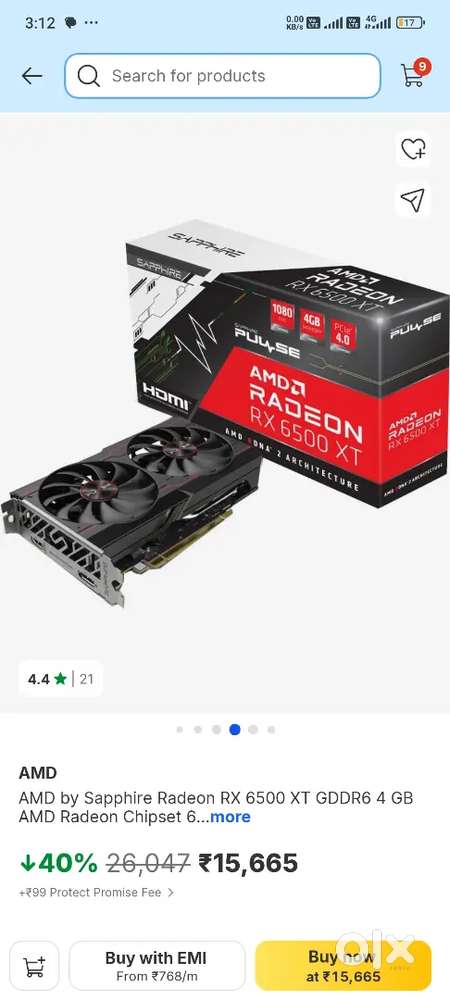 Rx 6500 xt graphic 4 month used only
