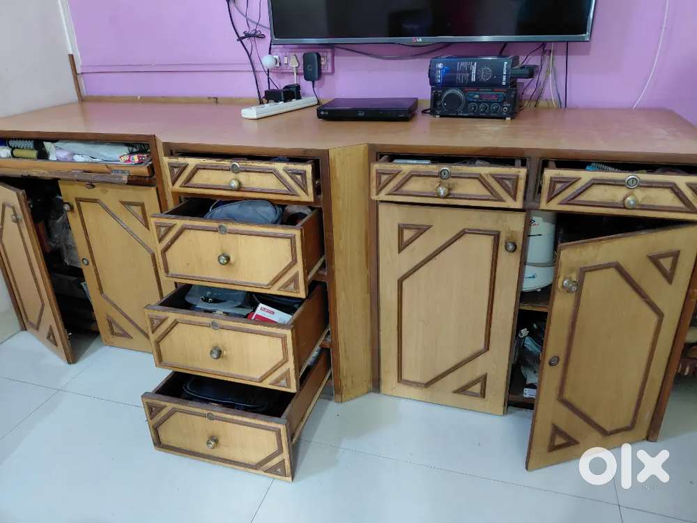 3-Piece Wooden Furniture Set – Computer Unit + Storage Cabinets