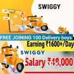 FREE JOINING 100 Delivery boys Swiggy Food Delivery jobs
