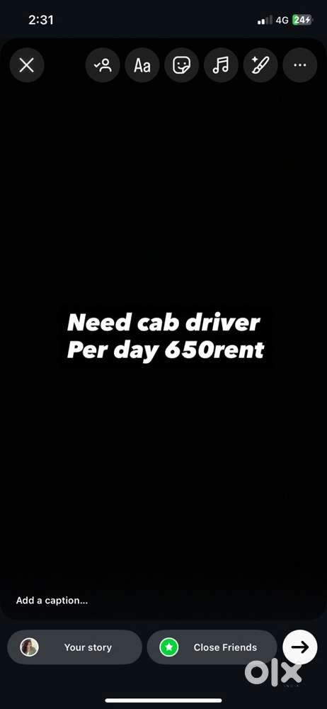 Need cab driver per day 650rent