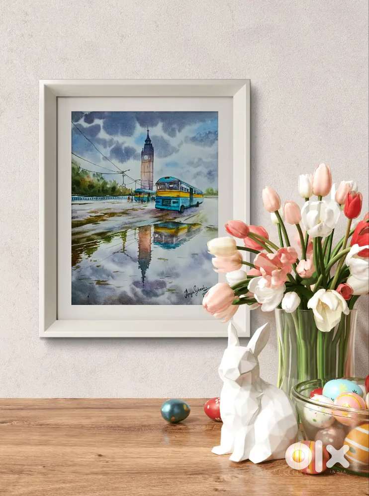 Watercolor on Paper. A rainy day in Kolkata.