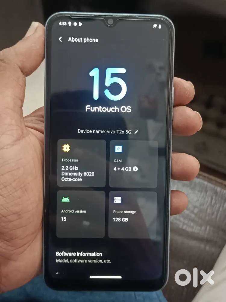 Vivo T2X 5G 4+4=8GB RAM 128GB Memory