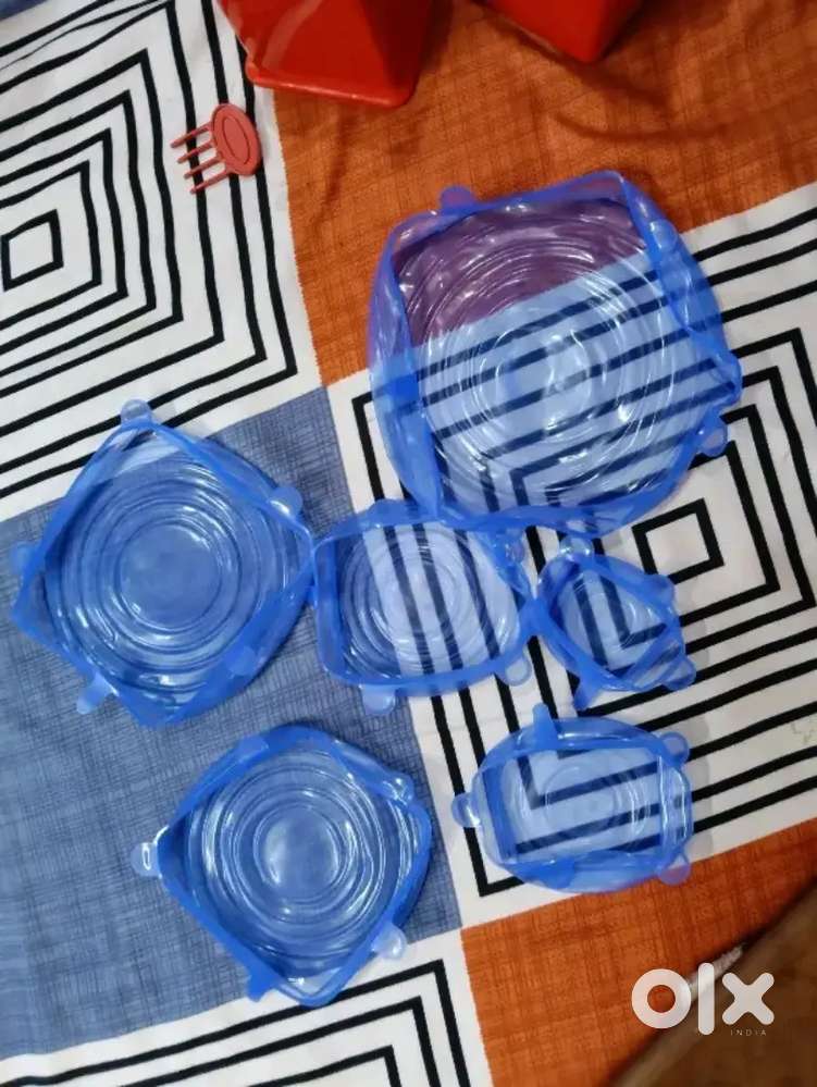 Blue Color Silicone Lid Set of 6
