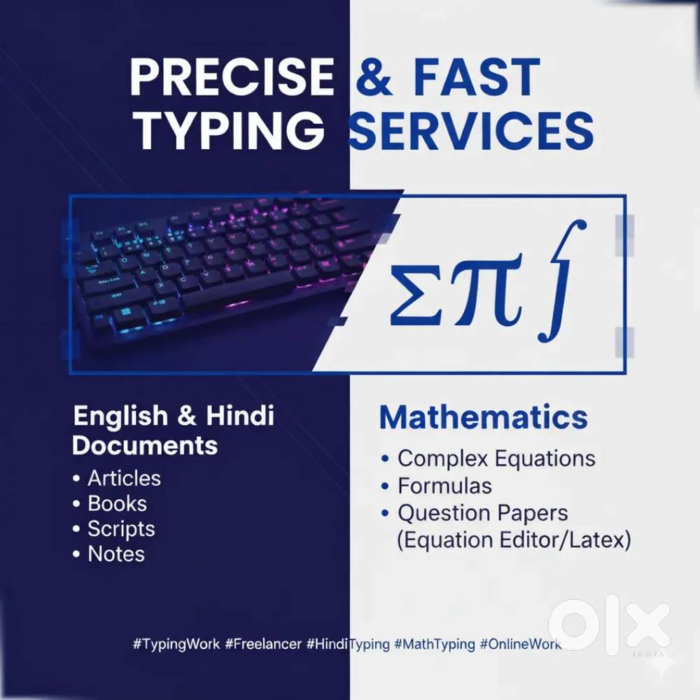Expert Typing Services: English, Hindi & Mathematics