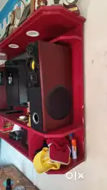 Durable red tv cabinet