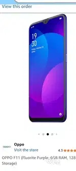 OPPO F11 (Fluorite Purple, 6GB RAM, 128GB Storage) as good as new