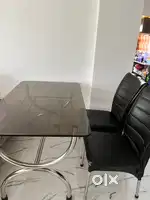4 Seater Dining Table with Tempered Glass Top
