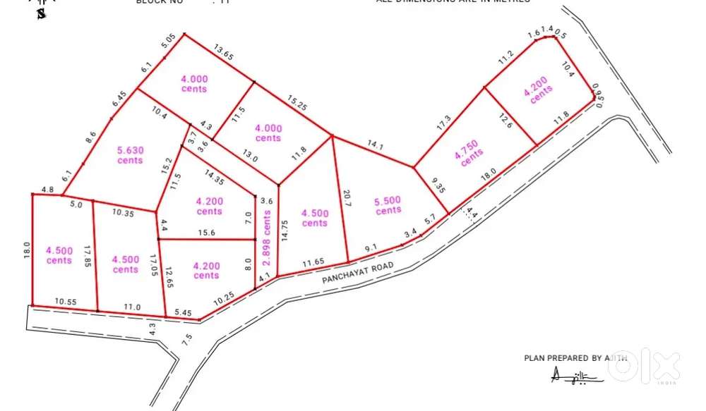 ജഗതി ആഡിറ്റോറിയം സൈഡ് റോഡ് ഫ്രണ്ടേജ് 4,5,6,7 ഹൗസ് പ്ലോട്ട് വില 23