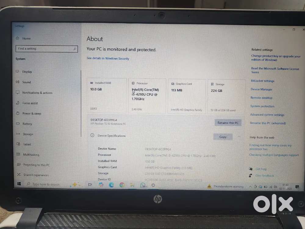 HP Core i5 4th Gen laptop in fully working condition