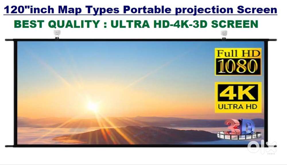 Calendar Map Type Wall mounted 4K 3D Projection Screen 84/100/120