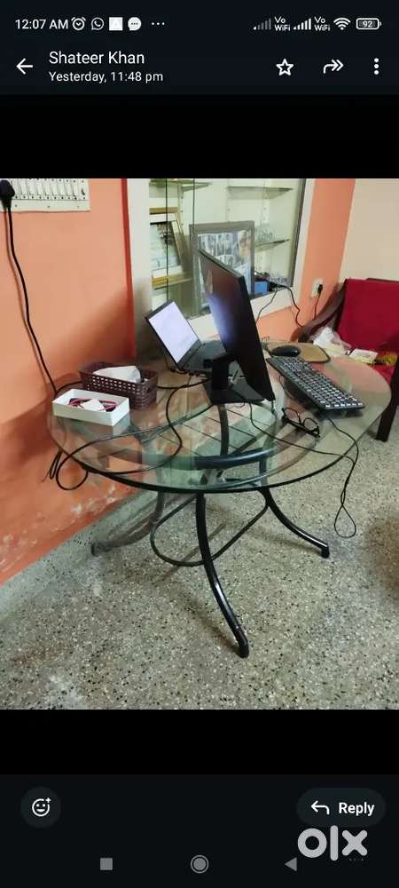 Metal glass top dining table