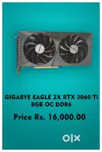 Gigabyte Eagle 2x RTX 3060 Ti 8gb OC DDR6 Graphic card