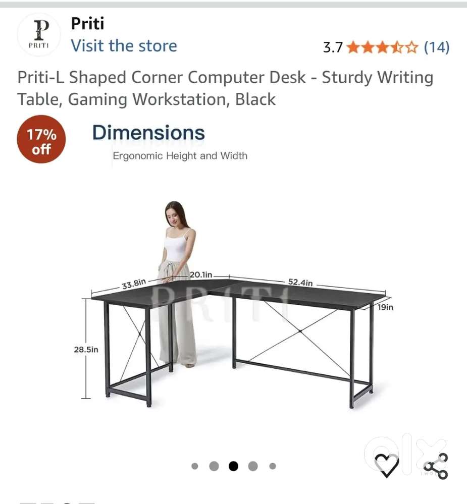 L Shape table for studies and gaming