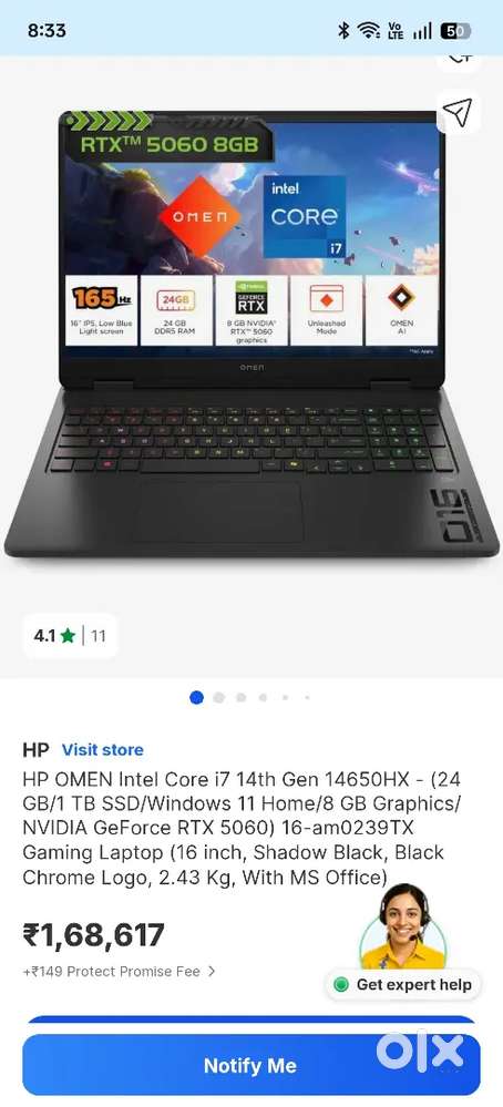 Brand new hp omen 2025 rtx 5060 with i7 14650hx