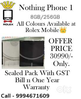 Nothing Phone 1 (8/256) Sealed pack with GST Bill n One Year Warranty.