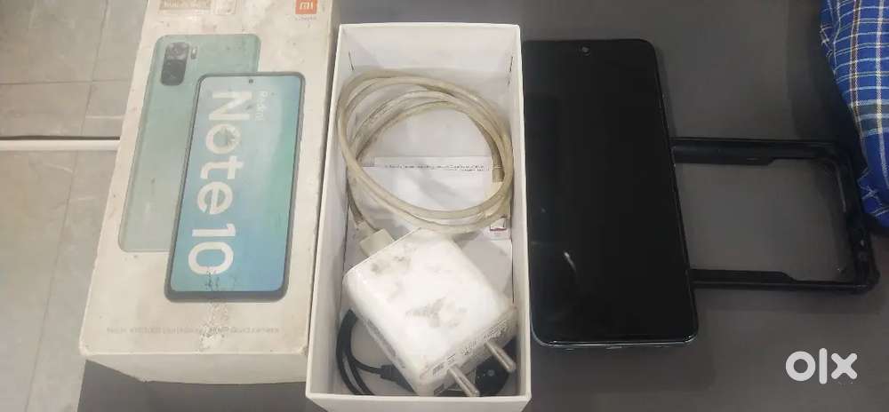 Redmi note 10 with bill box charger and cover