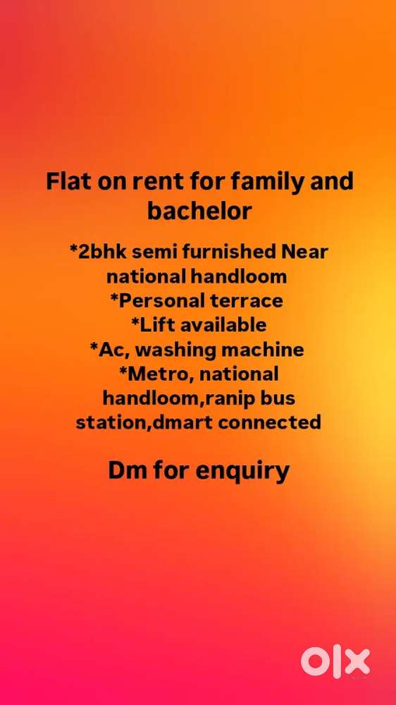 2bhk semi furnished Flat for rent in ranip