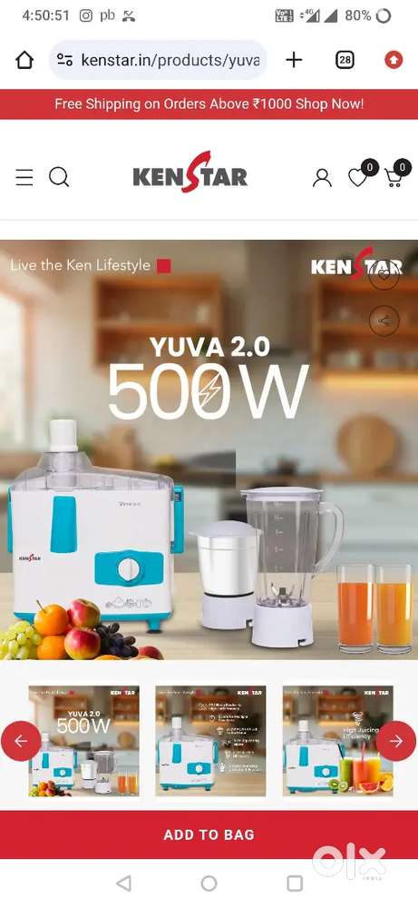 Kenstar juicer mixer in warranty period of 6 months