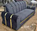 3 SEATER SOFA  GOLDEN BUTTON GOLDEN REXIN BITTING AT ZAM ZAM FURNITURE