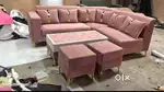 New l shape sofa set with two puppy centre table fabn