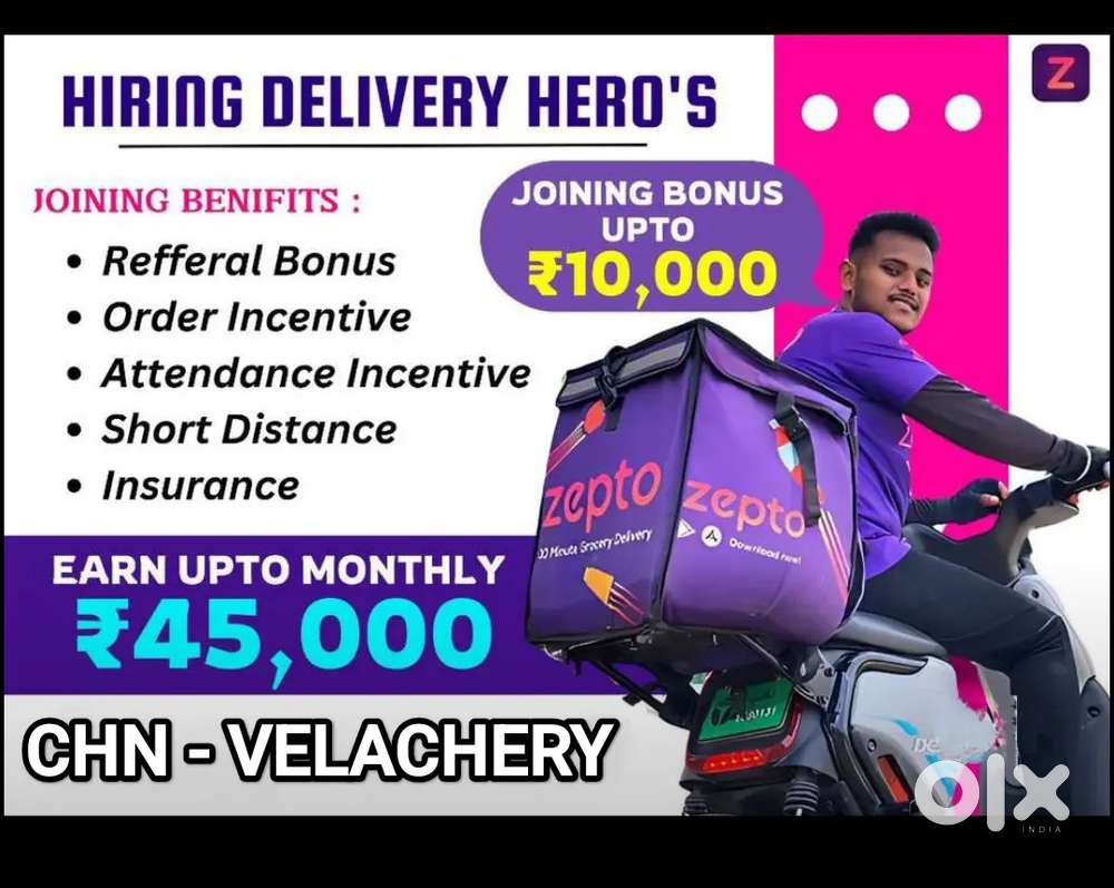 ZEPTO VELACHERI GET WEEKLY 10,000₹ - 15000₹ GROCERY DELIVERY ZONE AREA