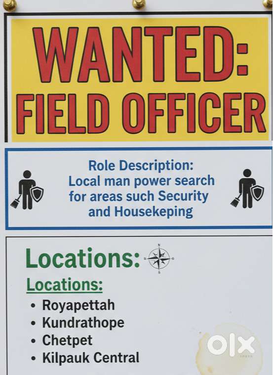 FIELD OFFICER - LOCAL AREA MAN POWER SEARCH (SECUIRTY & HOUSEKEEPING)