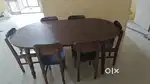 Solid 6-Seater Wooden Dining Table with Chairs (Vintage)