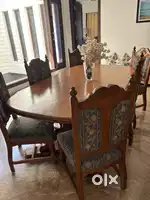 6-Seater Teak Wood Dining Table with Chairs