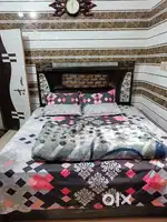 Wooden Look Beautiful Double Bed With Mattresses, Storage Boxes Bed