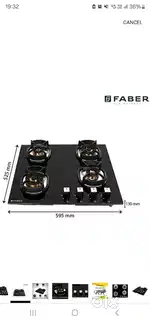 Faber hobtop 4 burner glass top auto ignition for sale
