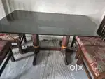 Full teakwood glass top 4 seater dining table