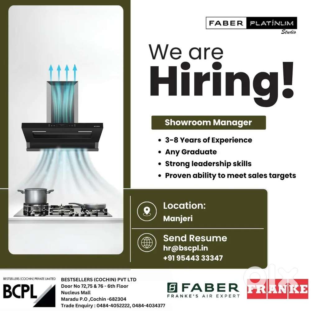 Showroom In Charge @ Faber Platinum Studio