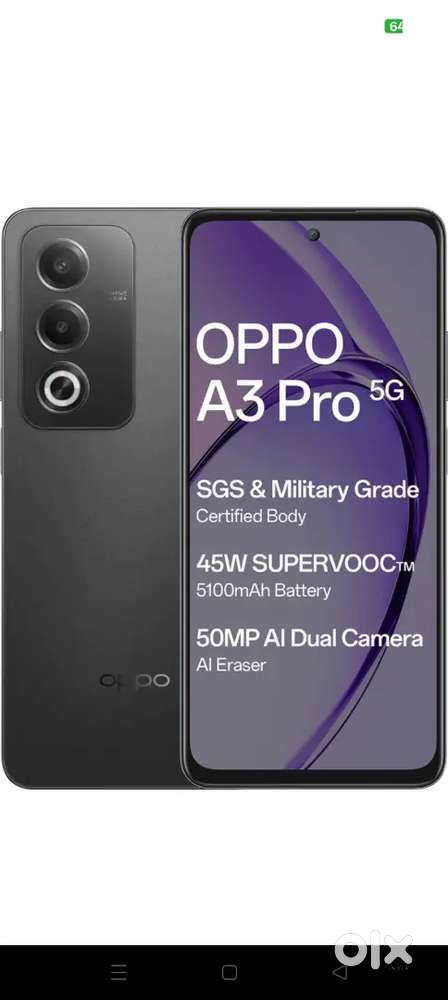 Oppo a3 pro 5g 9 month old bilkul new condition h extend warnty 2 yr