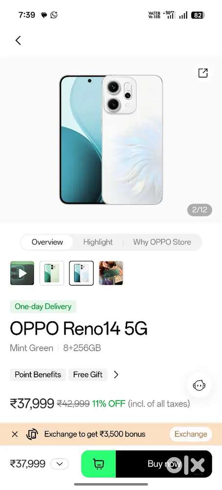 Opp Reno 14 8gb,256gb