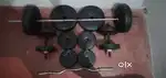 Gym set dumbbells and strong steel rode with plates of 60 kg(pvc)