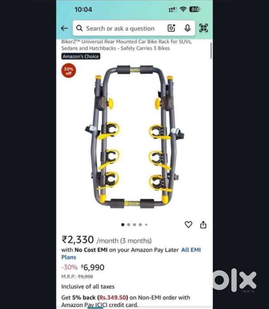 Cycle rack for car