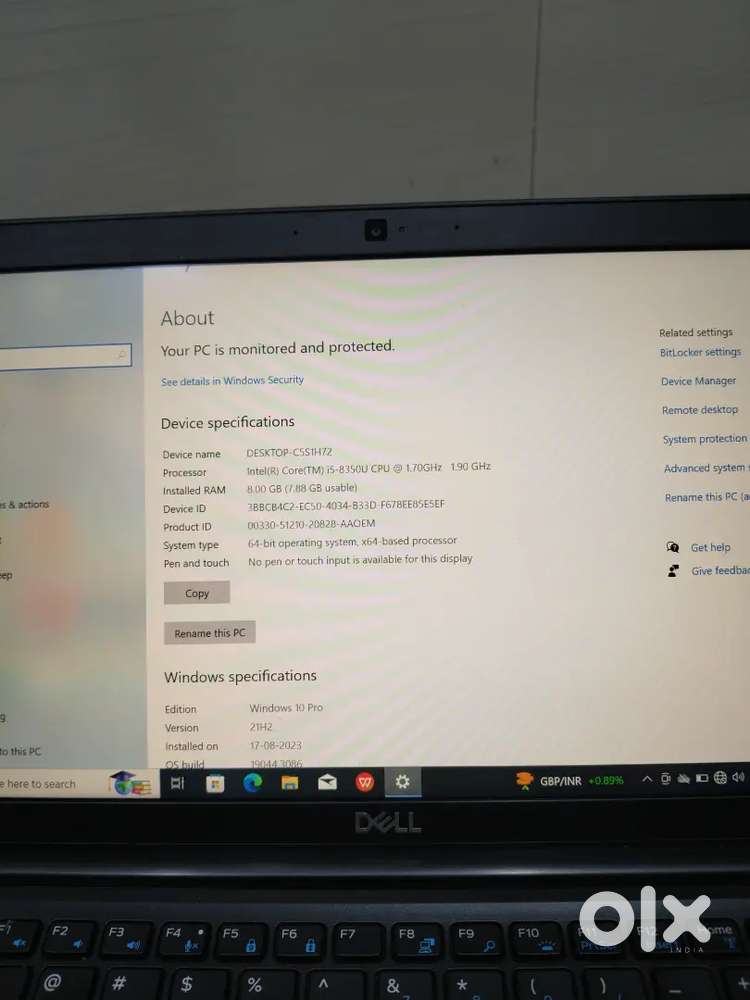 Dell Laptop – Intel i5 8th Gen  8GB RAM  Windows 10 Pro
