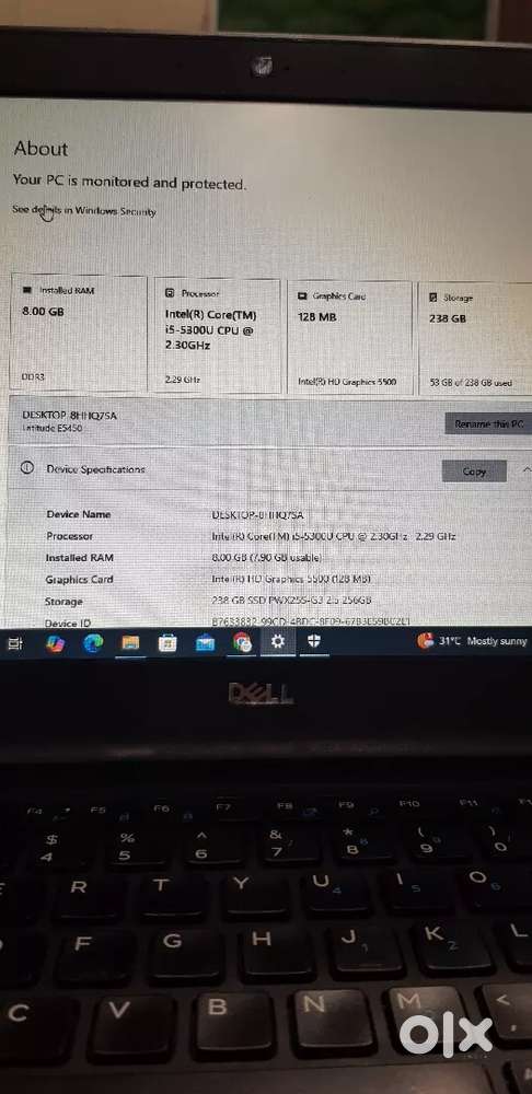 Dell i5 8/256 GB Refurbished Laptop